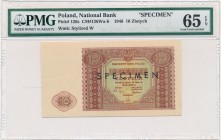 10 złotych 1946 SPECIMEN - PMG 65 EPQ - czarny nadruk
