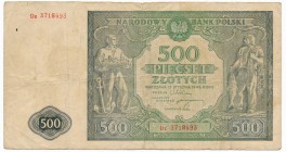 500 złotych 1946 - Dz - rzadsza seria zastępcza