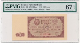 5 złotych 1948 - AC - PMG 67 EPQ 2-ga nota