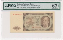 10 złotych 1948 - AW - PMG 67 EPQ 2-ga nota