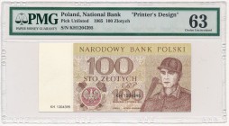 100 złotych 1965 - KH - DRUK PRÓBNY z serii Miasta Polskie - PMG 63 R9