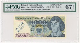 1.000 złotych 1975 WZÓR A 0000000 No.0628 - PMG 67 EPQ MAX