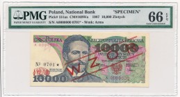 10.000 złotych 1987 WZÓR A 0000000 No.0701 - PMG 66 EPQ MAX
