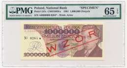 1 milion złotych 1991 WZÓR A 0000000 No.0264 - PMG 65 EPQ - RZADKI MAX