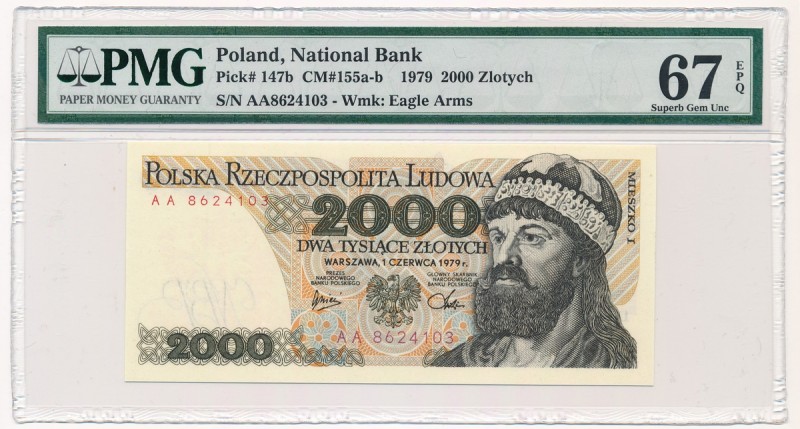 2.000 złotych 1979 - AA - PMG 67 EPQ
 Pierwsza seria dwuliterowa. Bardzo wysoka...