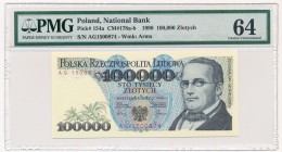 100.000 złotych 1990 - AG - PMG 64 - rzadka