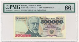 500.000 złotych 1993 - S - PMG 66 EPQ - rzadka seria