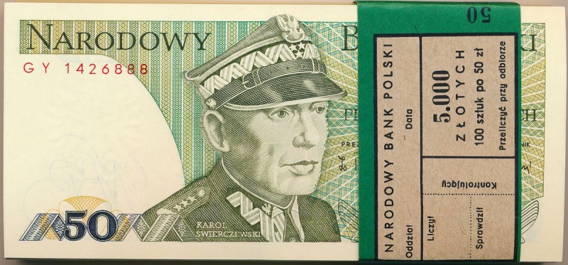 Paczka bankowa 50 złotych 1988 - GY - 100 sztuk
 Oryginalna, pełna paczka z ban...