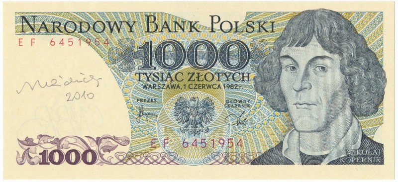 1.000 złotych 1982 - EF - z autografem A.Heidricha
 Banknot z oryginalnym autog...