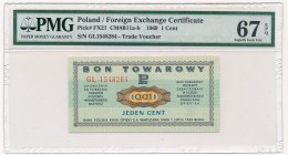 Pewex 1 cent 1969 - GL - PMG 67 EPQ MAX - JEDYNY
