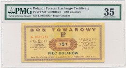 Pewex 5 dolarów 1969 - Ee - PMG 35 - rzadki