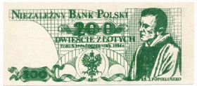 Solidarność, 200 złotych 1984 - KŚ. J.Popiełuszko