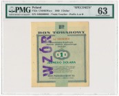 Pewex Bon Towarowy 1 dolar 1960 WZÓR Ad 0000000 - PMG 63 JEDYNY