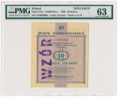 Pewex Bon Towarowy 10 dolarów 1960 WZÓR Af 0000000 - PMG 63 JEDYNY