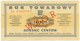 Pewex Bon Towarowy 10 centów 1969 WZÓR Eb 0000000