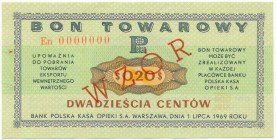 Pewex Bon Towarowy 20 centów 1969 WZÓR En 0000000
