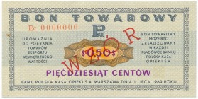 Pewex Bon Towarowy 50 centów 1969 WZÓR Ec 0000000