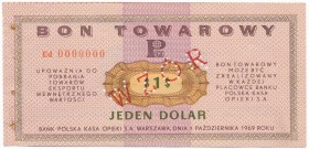 Pewex Bon Towarowy 1 dolar 1969 WZÓR Ed 0000000
