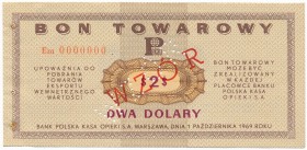 Pewex Bon Towarowy 2 dolary 1969 WZÓR Em 0000000