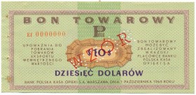 Pewex Bon Towarowy 10 dolarów 1969 WZÓR Ef 0000000
