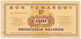Pewex Bon Towarowy 20 dolarów 1969 WZÓR Eh 0000000