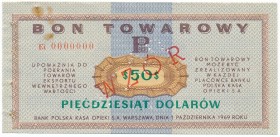 Pewex Bon Towarowy 50 dolarów 1969 WZÓR Ei 0000000