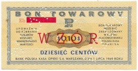 Pewex Bon Towarowy 10 centów 1969 WZÓR - Eb - NIEZNANY