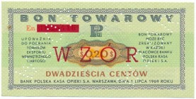 Pewex Bon Towarowy 20 centów 1969 WZÓR - En - NIEZNANY