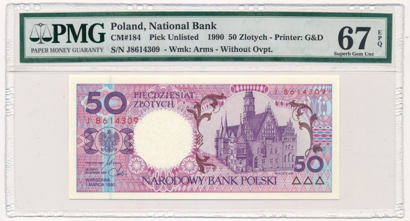 50 złotych 1990 - J - PMG 67 EPQ
 

Grade: PMG 67 EPQ MAX 
Reference: Miłcza...