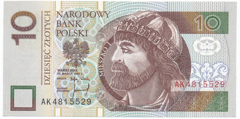 10 złotych 1994 - AK - rzadka seria
 Rzadka seria z pierwszego rocznika. Zagięc...