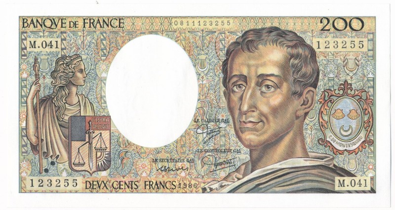 France 200 francs 1986
Francja, 200 franków 1986
 Beautifull piece. Pięknie za...