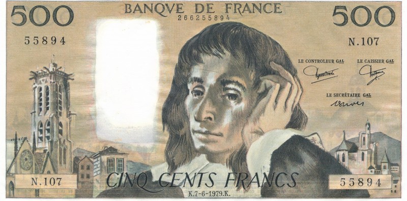 France 500 francs 1979
Francja, 500 franków 1979
 Light handling at corners.&n...