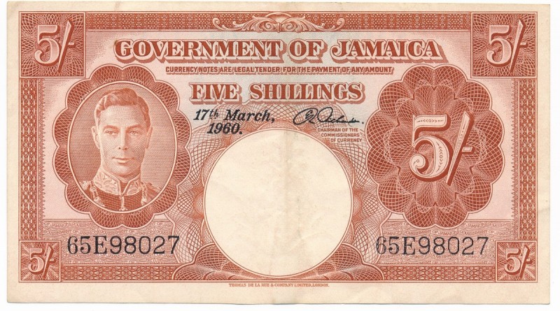 Jamaica - 5 Schillings 1960
Jamajka, 5 szylingów 1960
 Nice, fresh piece with ...