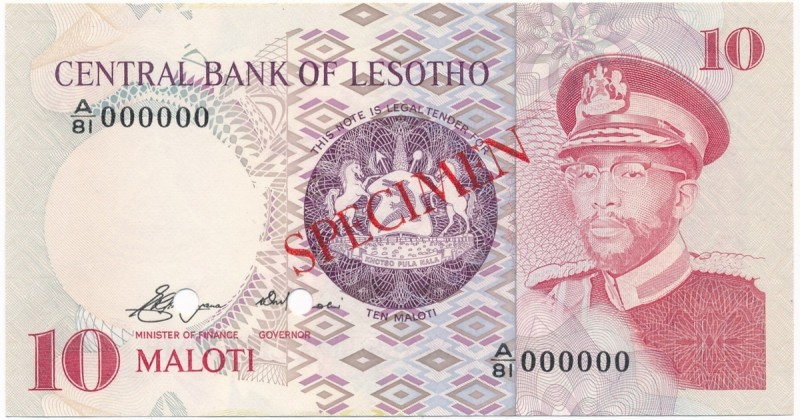 Lesotho, 10 maloti 1981-84 SPECIMEN
Lesotho, 10 maloti 1981-84 SPECIMEN
 Zero ...