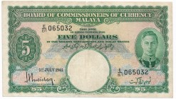 Malaya 5 Dollars 1941