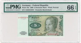 Germany 5 mark 1960 - PMG 66 EPQ 2-ga nota