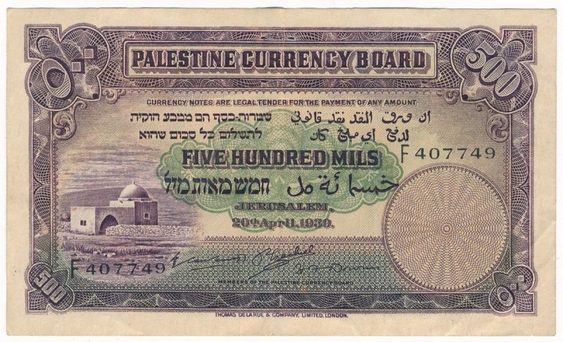 Palestine - 500 Mils 1939 F 407749
Palestyna, 500 mils 1939 - F 407749
 Attrac...