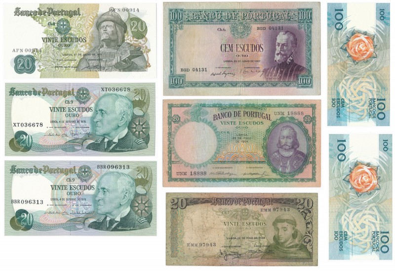 Portugal Set 1954 - 1958 (8pcs)
Portugalia - Zestaw banknotów 1954 - 1988 (8szt...