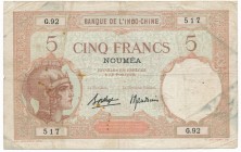 Tahiti, Bank Indochina 5 francs ND (1927)