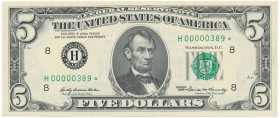 USA - 5 dollars 1969 - H 00000389 ★ Star note, low serial number