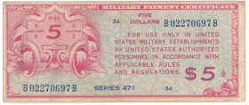 USA, Military Payment Certificate - 5 dollars series 471