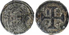 European Enclave
India Portuguese
Bazarucos 20
Zinc Twenty Bazarucos Coin of Pedro IV of Indo Portuguese.
Indo Portuguese, Diu, Pedro IV, Zinc 20 ...