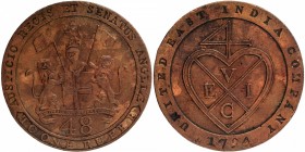 Presidencies of India
Madras Presidency
Copper One Forty Eighth Rupee Coin of Soho Mint of Madras Presidency.
Madras Presidency, Soho Mint, Copper ...