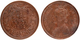 British India
Pice 1/2 
Pice 1/2
Copper Half Pice Coin of Victoria Empress of Calcutta Mint of 1892.
1892, Victoria Empress, Copper 1/2 Pice, Calc...