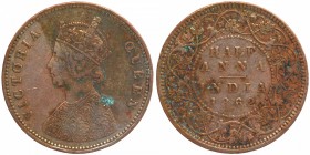 British India
Anna 1/2 
Anna 1/2
Copper Half Anna Coin of Victoria Queen of Calcutta Mint of 1862.
1862, Victoria Queen, Copper 1/2 Anna, Calcutta...