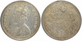 British India
Annas 2 (Silver)
Annas 02 
Silver Two Annas Coin of Victoria Queen of Bombay Mint of 1876.
1876, Victoria Queen, Silver 2 Annas, Bom...