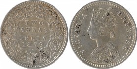 British India
Annas 2 (Silver)
Annas 02 
Silver Two Annas Coin of Victoria Empress of Bombay Mint of 1879.
1879, Victoria Empress, Silver 2 Annas,...