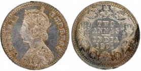 British India
Annas 2 (Silver)
Annas 02 
Silver Two Annas Coin of Victoria Empress of Bombay Mint of 1891.
1891, Victoria Empress, Silver 2 Annas,...