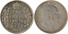 British India
Annas 2 (Silver)
Annas 02 
Silver Two Annas Coin of King Edward VII of Calcutta Mint of 1909.
1909, King Edward VII, Silver 2 Annas,...