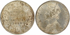 British India
Rupee 1
Rupee 01
Silver One Rupee Coin of Victoria Empress of Bombay Mint of 1898.
1898 (8 over 3), Victoria Empress, Silver Rupee, ...
